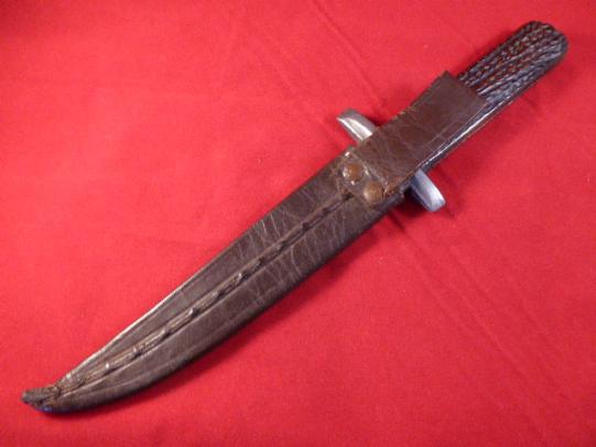 Rare Antique Horn Handled Bowie Scout Knife By C. Johnson & Co – Owned By WW2 RAF Chief Technician in 1940