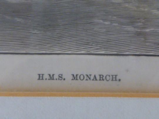 Framed Antique Hand Coloured Print of HMS MONARCH (1868)
