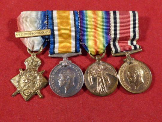 Original WW1 Miniature British Medals - Mons 1914 Star & Bar, War, Victory and Special Constabulary, Mounted on a Pin Bar