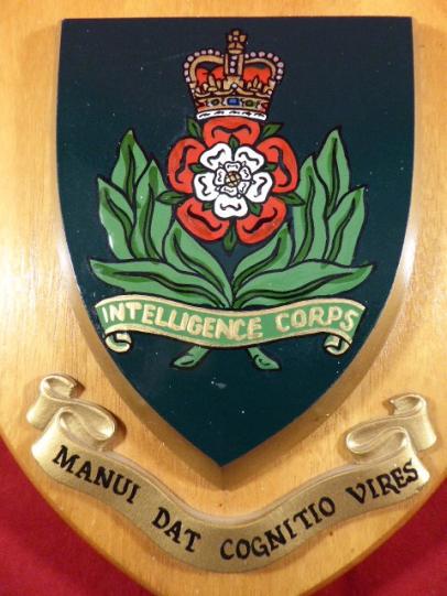 Vintage Hand Made Wooden Wall Plaque for the British Military Intelligence Corps, circa 1980