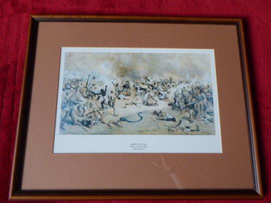 Framed Coloured Print of the Battle of Tofrek Sudan on 22nd March 1885 by 49th Regiment
