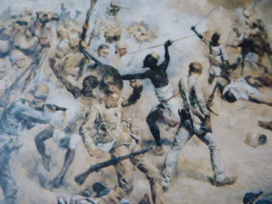 Framed Coloured Print of the Battle of Tofrek Sudan on 22nd March 1885 by 49th Regiment