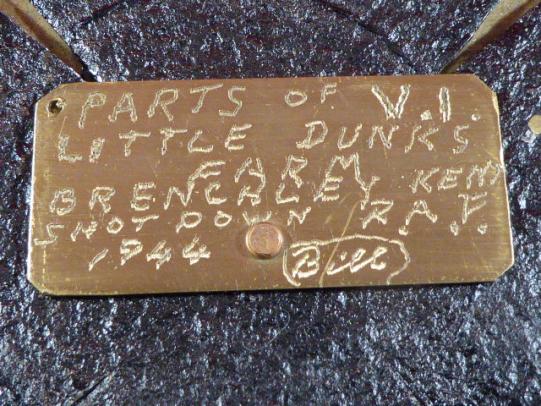 Unique WW2 Trench Art Wall Plaque made from the remains of a Doodlebug V1 Rocket, shot down by the RAF over Kent in 1944