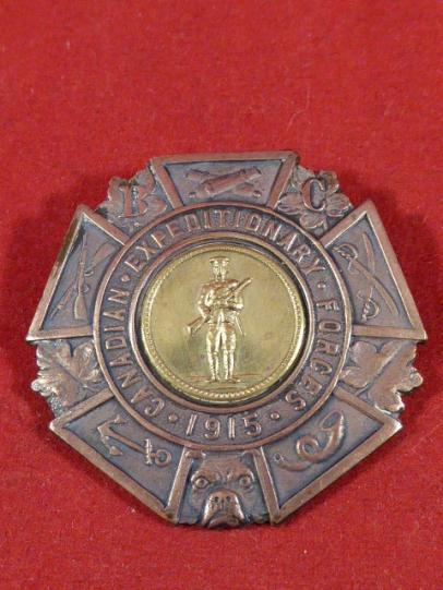 WW1 British Columbia Canadian Expeditionary Forces 1915 Bronze Badge with Lord’s Prayer