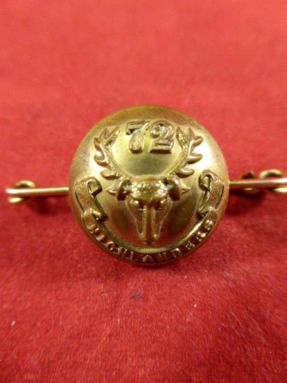 Rare 19th Century 72nd Highlanders Regiment Tunic Button Sweetheart Bar Brooch