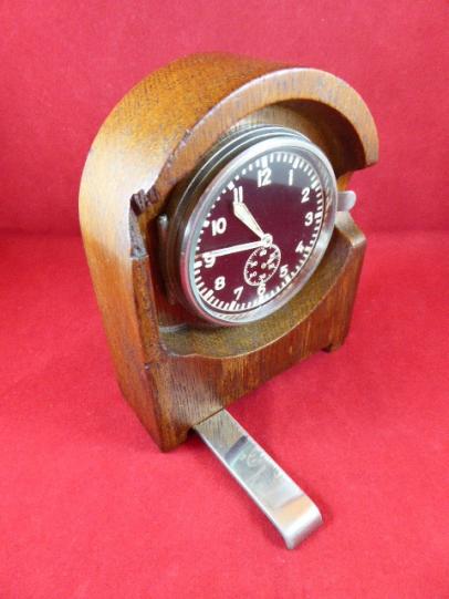 Original and Rare WW2 German Army Radio Station Wooden Cased 8 Day Movement Clock by Junghans