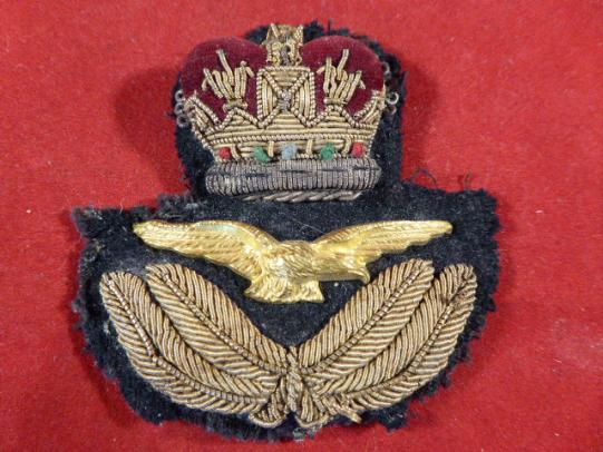 Genuine Issued RAF Officer's Bullion Cap Badge