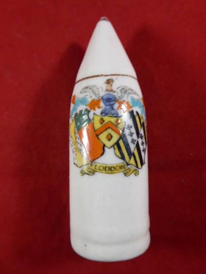 WW1 (LONDON) Crested Ware China Model of German 15cm Artillery Shell “Jack Johnson” by Arcadian China