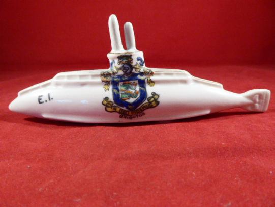 WW1 (Brighton) Crested China Model of the British Submarine E1 made by Savoy China