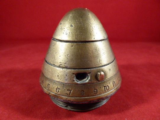Inert WW1 British No 80 VII Shrapnel Shell Brass Fuse Head Dated 1918