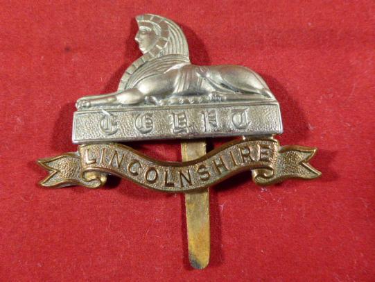 Original British Army Bi-Metal Lincolnshire Regiment Cap Badge