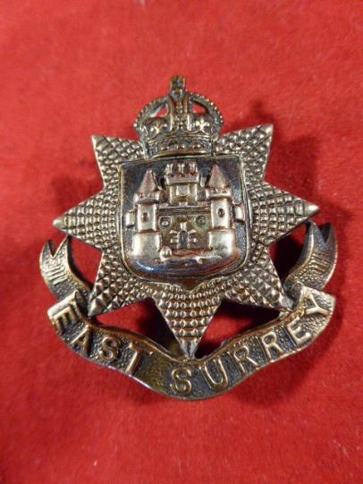 Original British Army Kings Crown East Surrey Regiment Cap Badge.