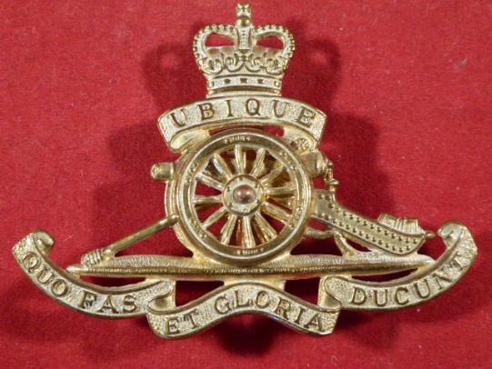 Original British Army Queens Crown Royal Artillery Cap Badge.