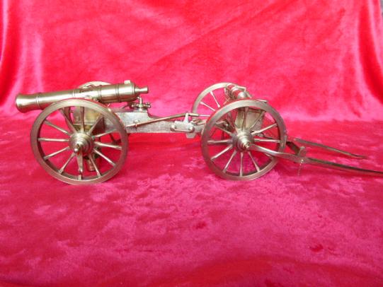 Stunning Example of a Large Handmade Brass Napoleonic Field Cannon & Limber