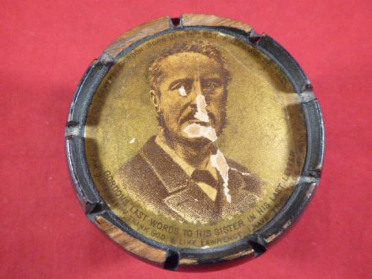Unusual Mauchline Ware Circular Thread Holder for Clark & Co Anchor Sewing Cottons with Transfer Image of General Gordon – METAMMEH c1890