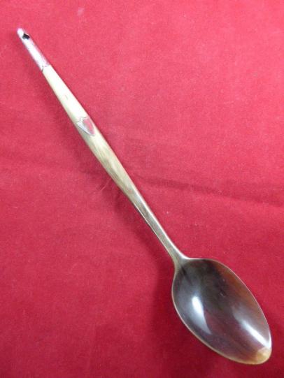 Antique Scottish Silver Mounted Horn Spoon with an Ornate Silver Whistle Tip circa 1890