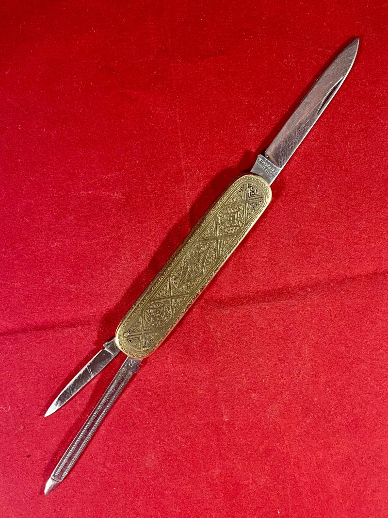 Ornate Vintage German Manicure Double Bladed Penknife by Anton Wingen Jr. Solingen