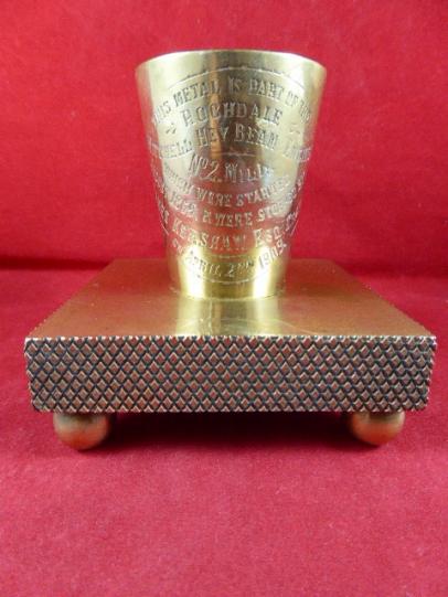 Antique Solid Brass Vesta/Match Holder made from part of the Rochdale Mitchell Hey Beam Engine, circa 1909