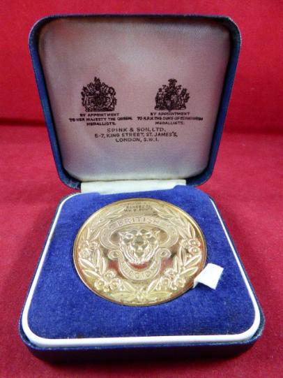 Cased Royal British Legion 50th Anniversary Gold Plated Medallion by SPINK & SON Ltd