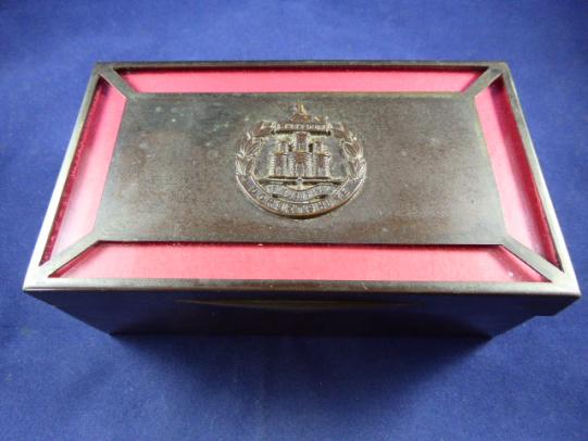 WW2 Period Large Bronzed Copper Cigarette Box Linked to The Dorsetshire Regiment