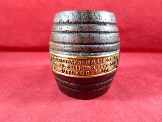 WW1 Teak Barrel Match Holder made from H.M.S. Iron Duke – Jellicoe’s Flagship - Jutland 1916