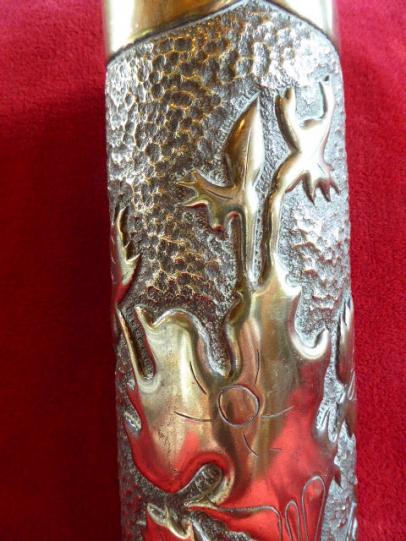 Large WW1 French 105mm Trench Art Embossed Brass Shell Case