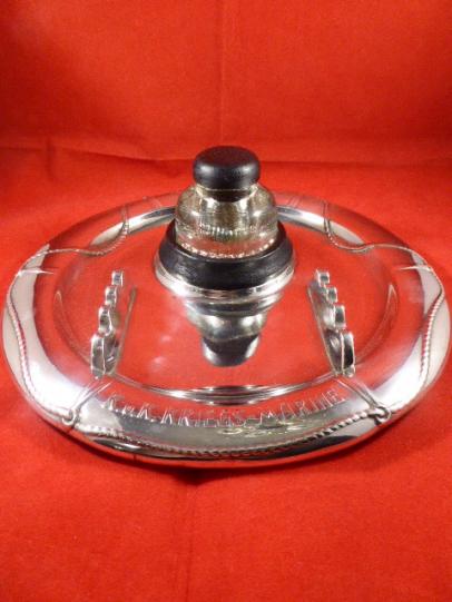 Senior Officers Austro-Hungarian Navy - K.u.K. KRIEGS – MARINE Silver Plated “Life Buoy” Inkwell and Pen Rest by Berndorf