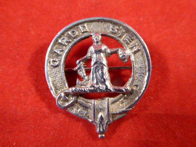Montgomery Clan Hallmarked Scottish Silver Lapel Brooch – Edinburgh 1951