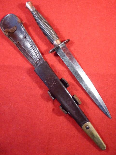 Post WW2 3rd Pattern FS Fighting Knife with Leather Sheath by William Rodgers