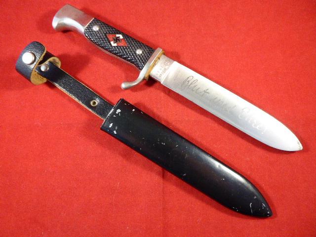 Reproduction Post WW2 Hitler Youth Knife with Blade Motto – RZM MZ/49 1939