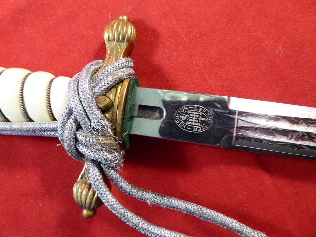 WW2 German Navy Officers Kriegsmarine Dagger with Hammered Scabbard and Knot by E. & F. HORSTER