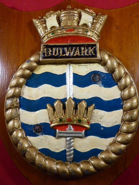 Royal Navy Aircraft Carrier HMS BULWARK (R08) – Cast Metal Crest Plaque – 1950’s