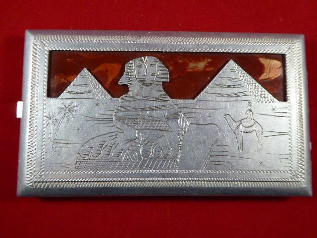 WW2 Italian POW Made Aluminium Trench Art Cigarette Case – Great Sphinx of Egypt