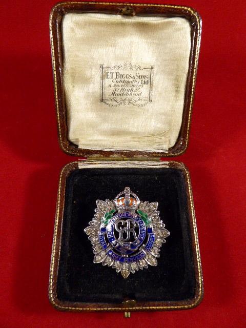 Stunning WW2 Royal Army Service Corps Silver, Enamel and Faux Diamond Sweetheart Brooch