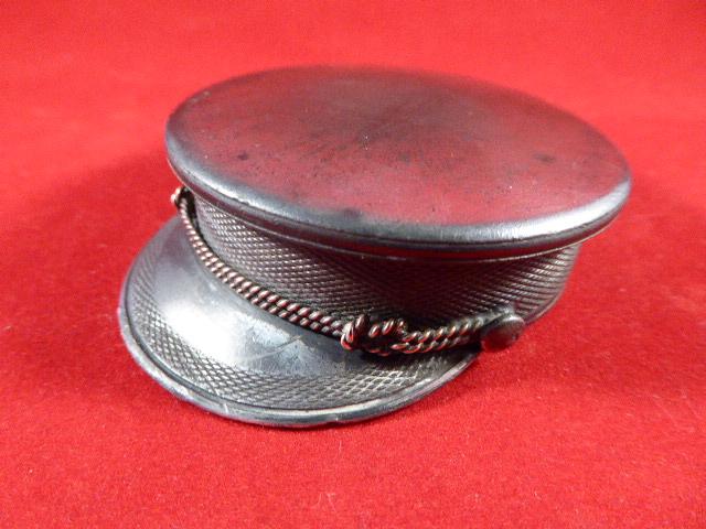 Antique Silver Plated American Postman's Hat Table Snuffbox - William Barthman of New York circa 1890