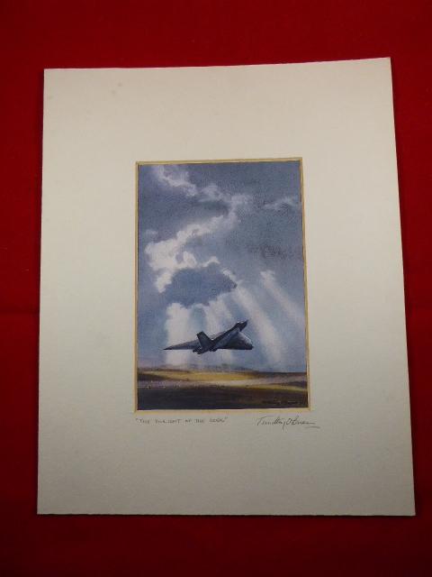 Mounted and Signed limited edition Post Card ‘The Twilight of the Gods’ RAF Avro Vulcan Bomber by Timothy O’Brien
