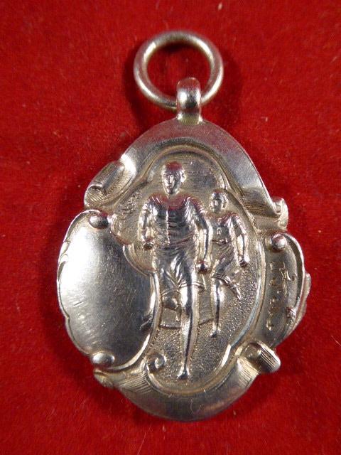 Antique WW1 Period English Hallmarked Solid Silver Watch Fob or Medal for Running by William James Dingley - 1915