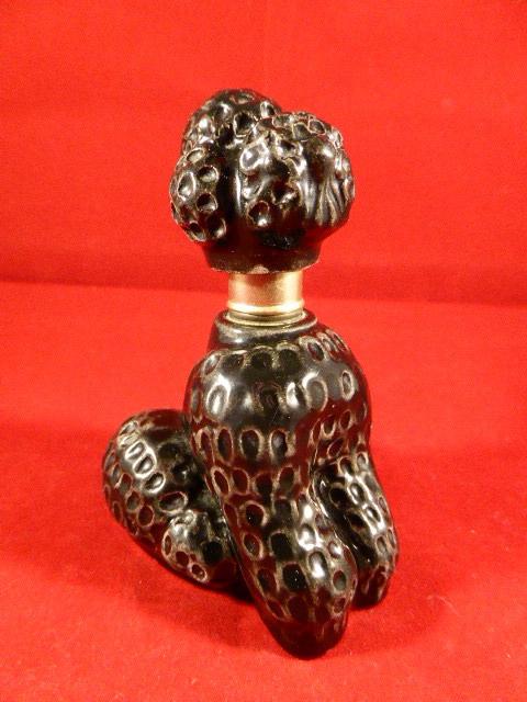 Vintage French Ceramic Petrol Table Lighter in the Shape of a Black Poodle Dog