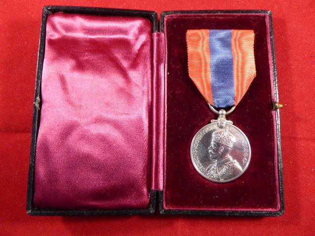 George V Imperial Service Medal in Original Case - Named to a Lady - ANNIE EMILY STREAT