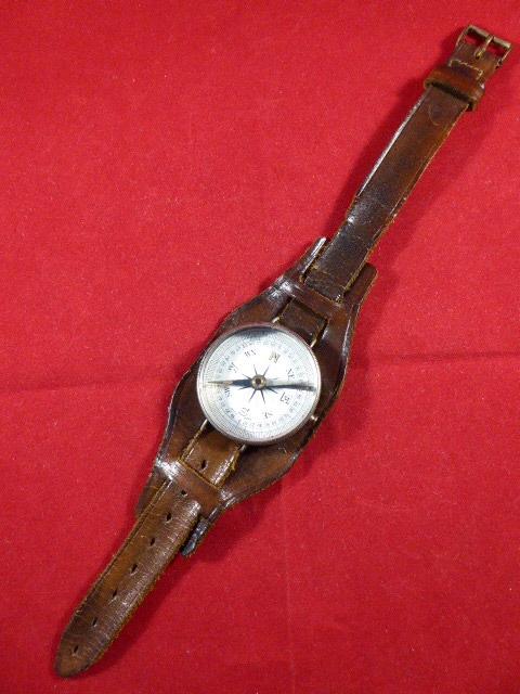 Unique WW1 British Military Wrist Compass and Leather Strap by Muller & Vaucher - dated 1917