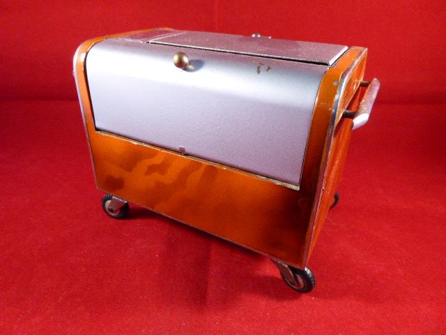 Vintage Orange Marbled Effect Cigarette Holder, Ashtray and Lighter in the form of a Street Food/Ice Cream Cart by BAIER of Germany
