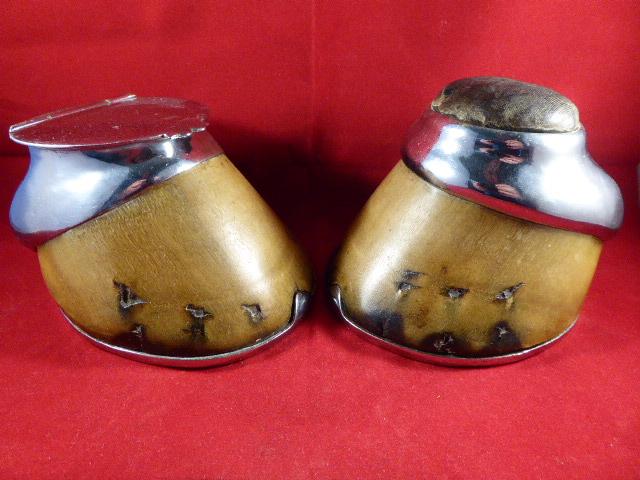 “Antique Desk Set” Comprising of a Silver Plated Horse Hoof Inkwell and very RARE Ink Nib Wipe Circa 1880