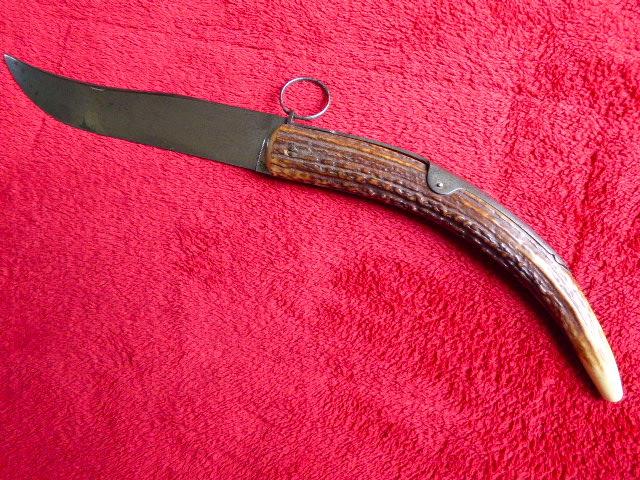 Huge Antique French Folding Palm Knife Stag Grip and 10” Blade – NOGENT DG