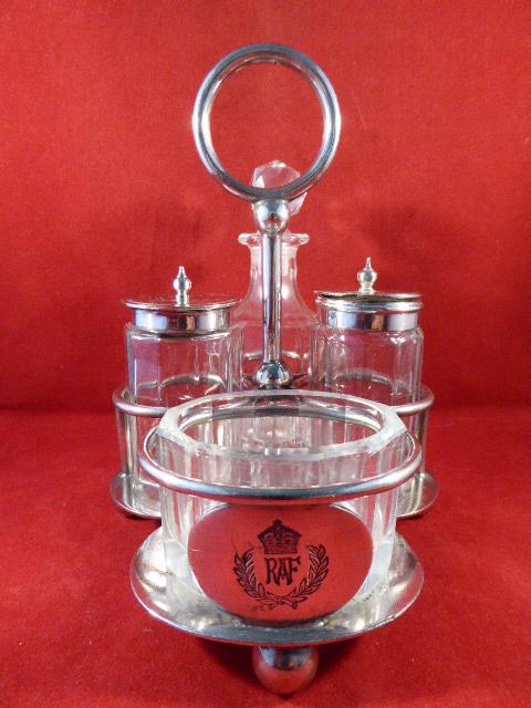 WW2 RAF Officers Mess Silver-Plated Condiment Set by WALKER & HALL, Sheffield, England