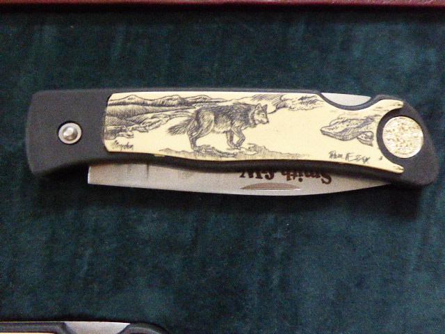 Parker-Hale Cased Set of TEN Smith & Wesson, First Production Run, Scrimshaw Knives