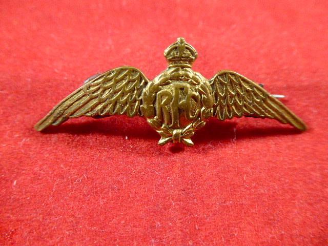 Gilt Metal WW1 Royal Flying Corps (RFC) “WINGS” Sweetheart Brooch