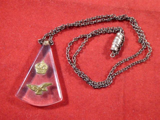 WW2 RAF Perspex Sweetheart Pendant with Chain