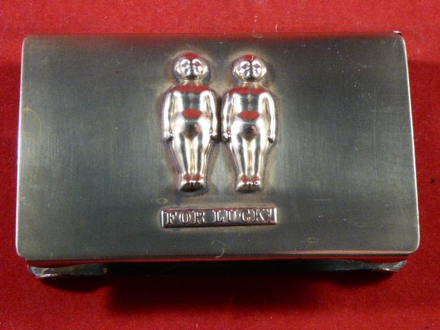 Rare WWI Brass Matchbox Cover with Kewpies or Pixies 