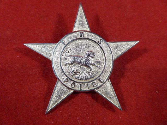 Federated Malay States Police Hallmarked Silver Badge 1935