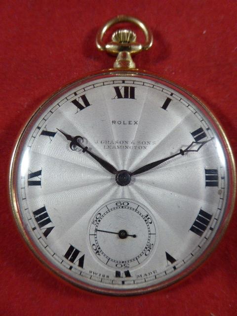 Stunning Art Deco 18ct Gold ROLEX Slim Line Cased - Open Faced Pocket Watch circa 1925